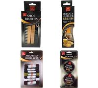 MULTIPLE JUMP Shoe Cleaning Kit - Suede and Nubuck Brush, 2 pk Shoe Brushes, 2 pk Shoe Polish Tins Brown, Black with 10pcs Assorted Shoelaces for all Sports Shoes, Trainers and Hiking Boots, One Size…