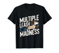 Multiple Leash Madness - Funny Dog Walker Value Graphic T-Shirt, Men, Black, M