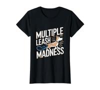 Multiple Leash Madness - Funny Dog Walker Value Graphic T-Shirt, Women, Black, XS