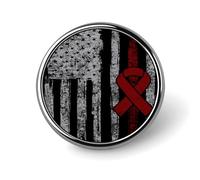 Multiple Myeloma Cancer Awareness America Flag Round Metal Badge Lapel Pin,Stylish Patriotic Pattern Button Brooch Decorative Badges for Men Women
