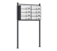 Multiple Outdoor Letterbox Multi-slot Postbox 2x4 Galvanised Steel Mailboxes in Anthracite and White