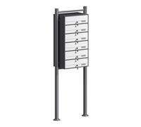 Multiple Outdoor Letterbox Multi-slot Postbox 6 Galvanised Steel Mailboxes in Anthracite and White