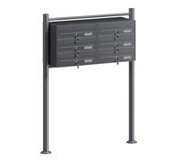 Multiple Outdoor Letterbox Standing Multi-slot Postbox 2x3 Galvanised Steel Mailboxes in Anthracite