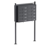 Multiple Outdoor Letterbox Standing Multi-slot Postbox 2x5 Galvanised Steel Mailboxes in Anthracite