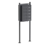 Multiple Outdoor Letterbox Standing Multi-slot Postbox 5 Galvanised Steel Mailboxes in Anthracite