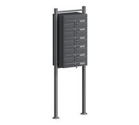 Multiple Outdoor Letterbox Standing Multi-slot Postbox 6 Galvanised Steel Mailboxes in Anthracite