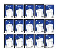 Multiple Packs of Invoice Book with Carbon Sheets 1 - 80 Pages Ruled Feint Numbered Set Full Size Professional Invoice Duplicate Invoice Books -'Date' 'from' 'to', VAT Reg'd No.', Amount' (15 Books)