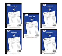 Multiple Packs of Invoice Book with Carbon Sheets 1 - 80 Pages Ruled Feint Numbered Set Full Size Professional Invoice Duplicate Invoice Books -'Date' 'from', to', VAT Reg'd No.', Amount' (5 Books)