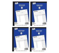 Multiple Packs of Invoice Book with Carbon Sheets 1 - 80 Pages Ruled Feint Numbered Set Full Size Professional Invoice Duplicate Invoice Books -'Date' 'from' 'to', VAT Reg'd No.', Amount' (4 Books)
