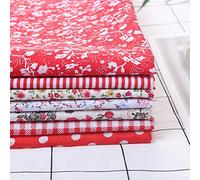 Multiple Patterns Cotton Batiks Sewing Craft Cloth Cotton Fabric for DIY Wallet Cushion Cover,Red,7Pcs/Set (S)
