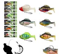 Multiple Pre-Rigged Jig Head Soft FishingLures, Bluegill Bionic Swimming Bait, 3D Fishing Lures with Hidden Ultra-Sharp Hook and Spinner Blade, for Freshwater Saltwater (6 Pcs-A,24g)
