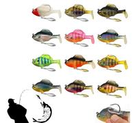 Multiple Pre-Rigged Jig Head Soft FishingLures, Bluegill Bionic Swimming Bait, 3D Fishing Lures with Hidden Ultra-Sharp Hook and Spinner Blade, for Freshwater Saltwater (12 Pcs-Mix,10g)
