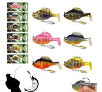 Multiple Pre-Rigged Jig Head Soft FishingLures, Bluegill Bionic Swimming Bait, 3D Fishing Lures with Hidden Ultra-Sharp Hook and Spinner Blade, for Freshwater Saltwater (6 Pcs-B,10g)