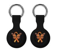 Multiple Sclerosis Awareness Butterfly Keychain Holder Case Compatible with AirTag Waterproof Silicone Shell Protective Case 2PCS