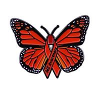 Multiple Sclerosis Awareness Butterfly MS Ribbon Orange Symbol 1.4" Enamel Pin Badge