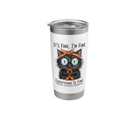 Multiple Sclerosis Awareness Its Fine Everything is Fine Cat Stainless Steel Insulated Tumbler