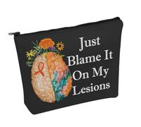 Multiple Sclerosis Cosmetic Bag Just Blame It On My Lesions Cosmetic Bag MS Awareness Gift Orange Ribbon Gift (Just Blame It B)
