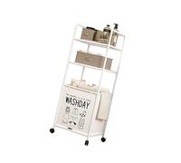 Multiple Shelf Laundry Storage Basket Sturdy Rolling Hamper With Metal Frame Construction Daily Casual Use Laundry Basket With Wheel