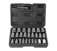 Multiple Size Out Bolts Extractor Removal Set for Stubborn Screws Hexagonal & Square Hole with Carry Case Antislip Extractor