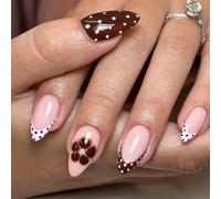 Multiple Sizes Autumn Winter False Nails Black White Glitters 24Pcs ABS Christmas Art Sensitive Skin Safe Fake Nail