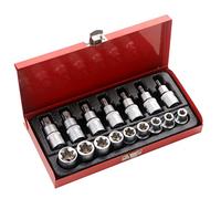 Multiple Sizes Sockets Bit Socket Set with for Case for Steel T30-T70 E10-E24 Tamperproof Sockets 16 Piece Star Bit Socket