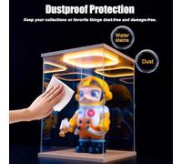 Multiple Small Items Clear Acrylic Display Case with Light, Dustproof Extra Long Large Storage Box with Door, Miniatures Figures Collectibles Acrylic Boxes(50x30x40cm/20x12x16in)