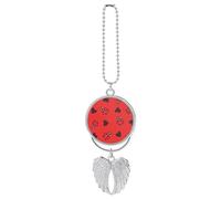 Multiple Styles Car Hanging Decorations, Car Rear View Mirror Pendant, Car Hanging Ornament, Car Interior Accessories Ladybugs Red Ladybird Hearts Pattern 17 cm