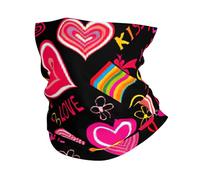 Multiple Symbols Print Ski Face Cover Cold Weather Scarf For Men Women, Neck Warmer Gaiter For Skiing Running