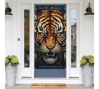 Multiple Tiger Head Pictures Door Banners for Front Doors, Spring Summer Decorative Door Cover Welcome Porch Banner Decoration Hanging Wall Background for Party Supplies Indoor Outdoor Home Decor