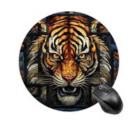 Multiple Tiger Head Pictures Mouse Pad Round Laptop Mouse Mat Cute Computer Mousepad Keyboard Pad Non-Slip Desk Pads for Gaming Office Work Home