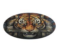 Multiple Tiger Head Pictures Round Area Rug Non Slip Backing Doormat Water Absorbent Plush Throw Low-Pile Non-Slip Floor Mat Carpet for Living Room Bedroom Entryway Nursery Room 90 * 90cm