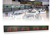 Multiple Time Zone Digital Clock with LED Display, Tracks 3-6 Cities, Ideal for Hotels, Offices, Enterprises