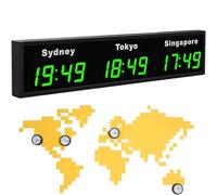 Multiple Time Zones World Clock LED Digital Display Ultra Low Power Wall Mounted Clock 12/24 Hour Format for 3/4/5 Cities Hotels Airports Corporate Offices