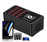 Multiple USB Charger Station - Laptop Charging Hub | 15-Port 100W Portable Wireless Charger Station for Tablet Phone Headphones Watch Home Travel