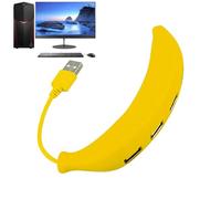 Multiple USB Port For Laptop - 4-Port Hub Adapter | Type C Expander Hub - Banana-Shaped USB Splitter Fast Data Transfer Computer Accessories Plug Play Durable Portable