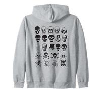 Multiple Vintage Skulls and Crossbones Grunge Gothic Horror Zip Hoodie