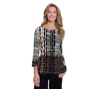 Multiples Women's Ocean Tides 3/4 Sleeve Scoop Neck Top Small