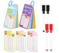 Multiplication and Division Flash Cards 30Pcs 1-12 Math Times Table Flashcards with 4 Dry Erase Pens 2 Rings for 1st to 3rd Grades Classroom Home