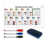 Multiplication Chart, Multiplication Tables for Kids | Color Colored Dry Workbook | Interactive Learning Tool for School Travel Trip in Classroom