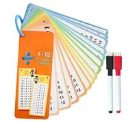 Multiplication Flash Cards - 15x Multiplication and Division Learning Cards for Math Practice, Durable Double-Sided Design with Dry Erase Pens, Educational Tool for Classroom Homeschool Students
