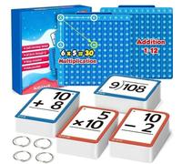 Multiplication Flash Cards - Interactive Math Practice Kit for Kids Age 1-6 with Silicone Multiplication Chart & Instructional Cards, Educational Toys