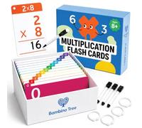 Multiplication Flash Cards - Learn Times Tables 0-12 for Kids Ages 8-12 | 169 Reusable Dry-erase Math Facts Cards for Year 3,4,5,6 for Home or Classroom - 3 Markers,13 Sorting Rings