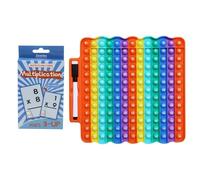 Multiplication Pop it 12x12, Times Table Toys with Math Flash Cards, Rainbow Poppet Fidget Chart Board, Learning Toy Stress Relief Fidgets for School Kid rainbowmathcard