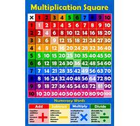 Multiplication Square 1-10 Times Tables - Childrens Wall Chart Educational Numeracy Childs Poster Art Print WallChart