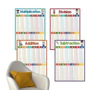 Multiplication Tables - 4 Pieces Arithmetic Educational Table | Math Posters of Elementary School | For Teachers Learning Home Wall Education Kindergarten Children Domestic Education