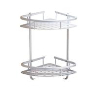 Multiply-X Anti-rust Shower Caddy Shelf, Aluminum Alloy Anodised 2-Tier Bathroom Corner Bath Rack Storage Basket Wall Mounted Space for Holding Soap Shampoo Facial Cleanser