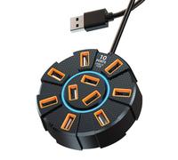 Multiport USB Hub, USB Port Expander - PC Adapter Station - 10 Ports 4K Docking Station USB Splitter 5GBps Fast Data Transfer USB 3.0 Ports Card Reader for Laptop