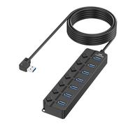 Multiports USB 2.0 Hubs with 7Slots Dedicated Switches Multiports Adapter USB Splitter for Desktop and Notebook