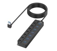 Multiports USB 2.0 Hubs with 7Slots Dedicated Switches Multiports Adapter USB Splitter for Desktop and Notebook