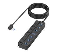 Multiports USB 2.0 Hubs with 7Slots Dedicated Switches Multiports Adapter USB Splitter for Desktop and Notebook